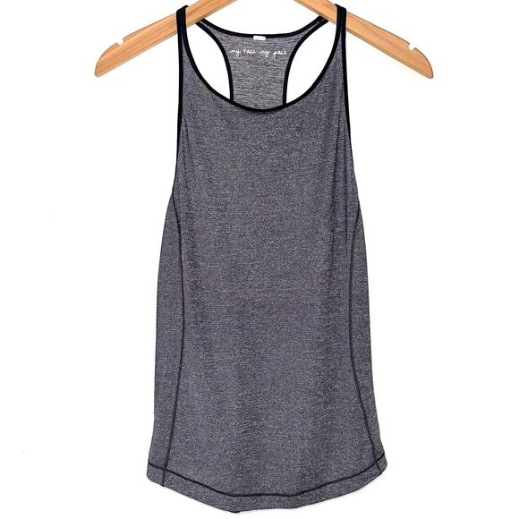 Lululemon Time To Sweat Heathered Black Grey My Race My Pace Tank Top Size 6 - Picture 3 of 11